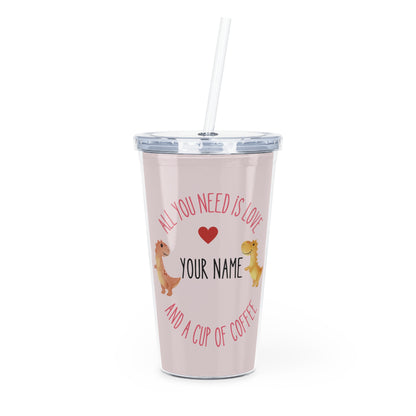 DinoLove Duo Valentine Plastic Tumbler with Straw [Customizable!]