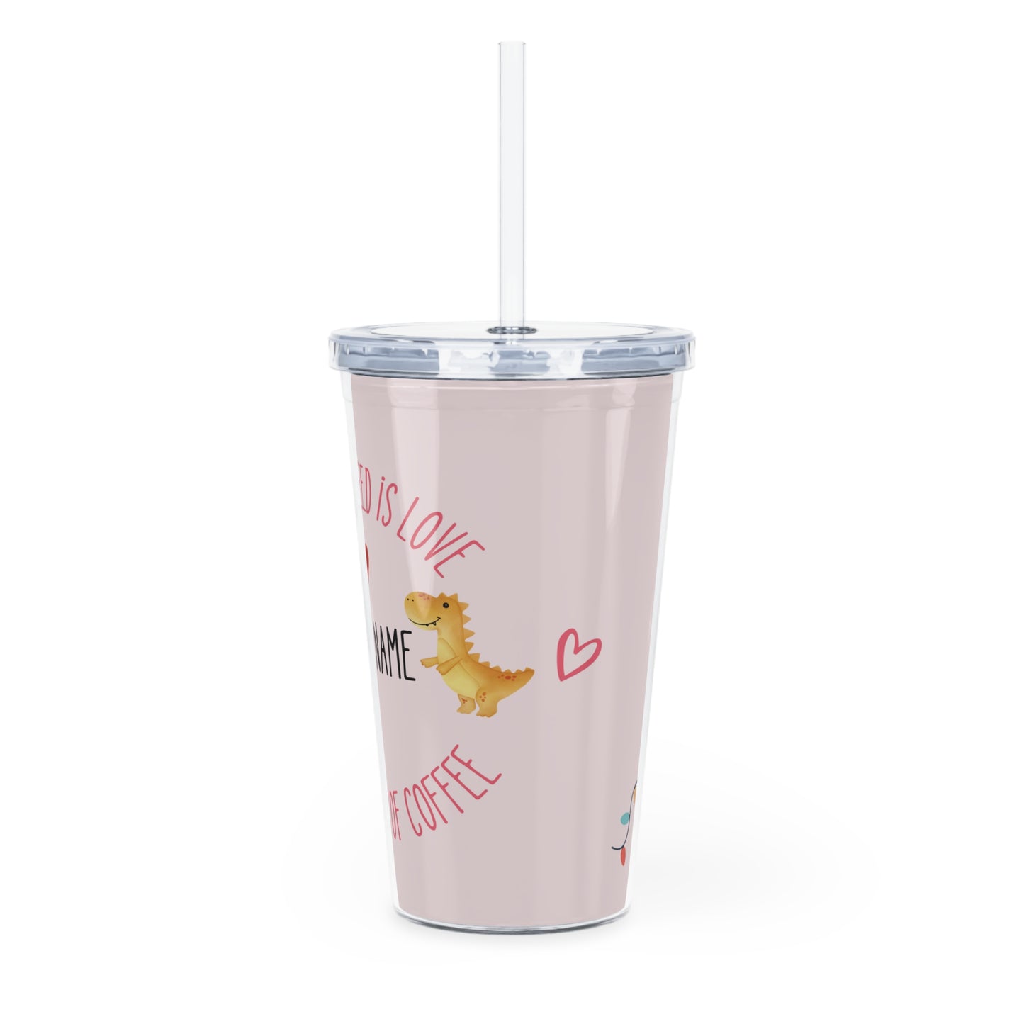 DinoLove Duo Valentine Plastic Tumbler with Straw [Customizable!]