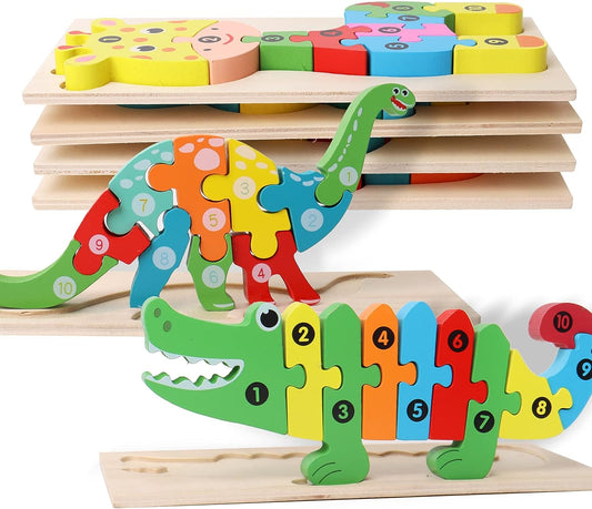 Wooden Dinosaur Puzzles for Kids