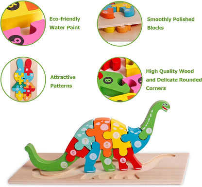 Wooden Dinosaur Puzzles for Kids