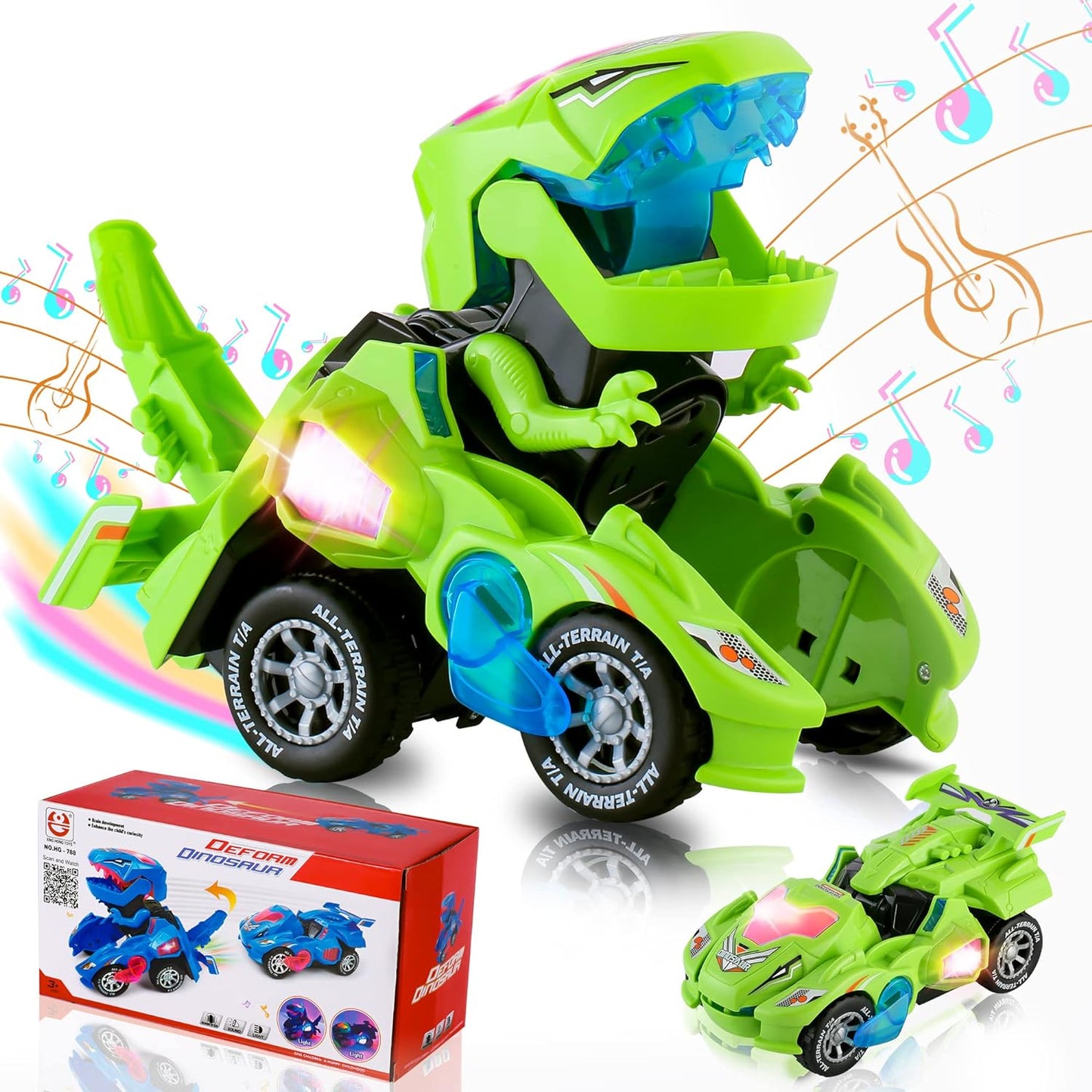 Dinosaur Car Toy with Light Music for Toddlers