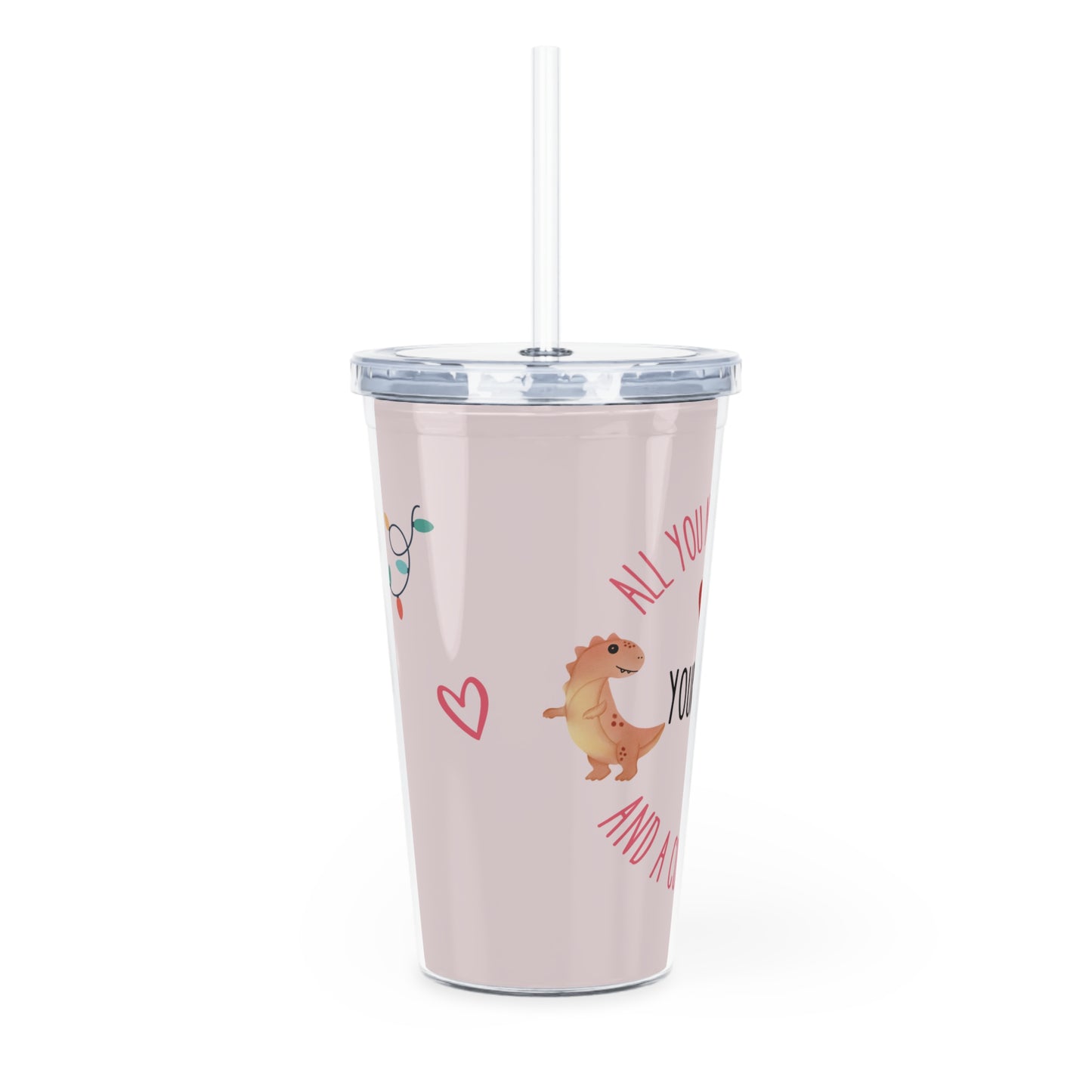 DinoLove Duo Valentine Plastic Tumbler with Straw [Customizable!]