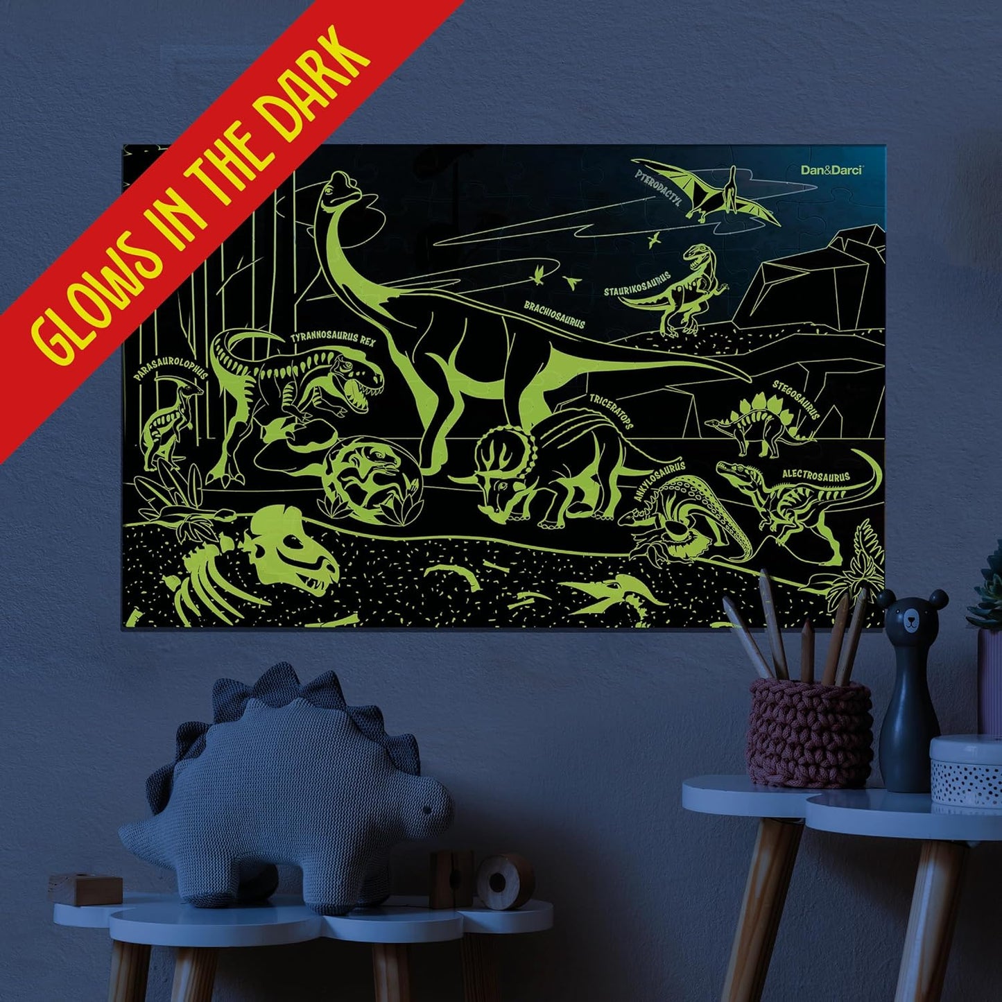 Glow in The Dark 100 Piece Dinosaur Puzzle for Kids