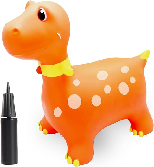 Bouncy Hopper, Inflatable Dinosaur Toys for Kids - Pump Included (Orange)