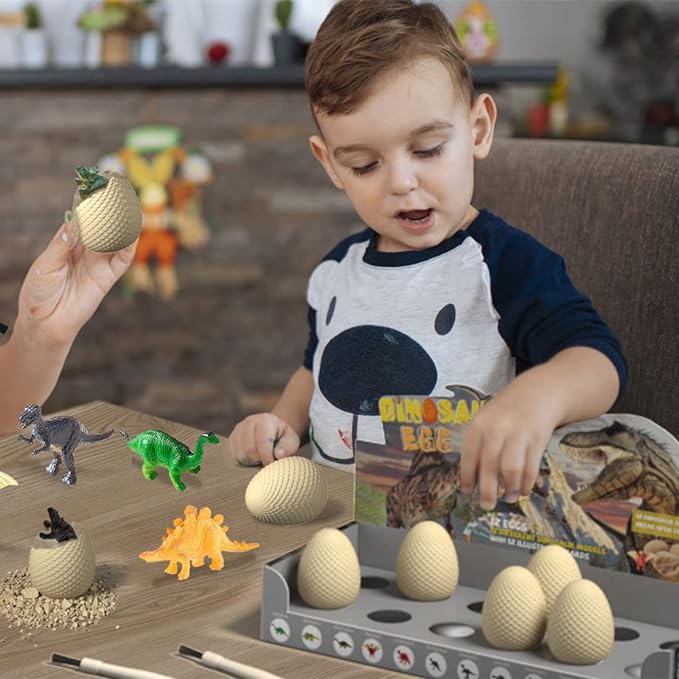 STEM - Dinosaur Eggs - Dino Egg Dig Kit Dinosaur Toys for Kids,Dig it Up a Dozen Easter Eggs Discover Surprise Dinosaurs, Archaeology Science