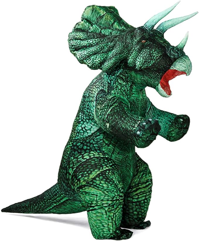 The Original Inflatable Dinosaur Costume Triceratops Halloween Costume for Adult Funny Blow up Dino Costume Suit