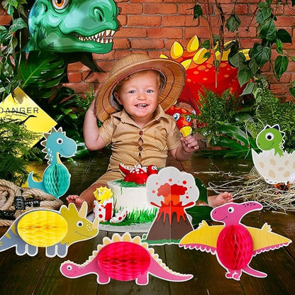 12 Pieces Dinosaur Party Honeycomb Centerpieces for Table Decorations