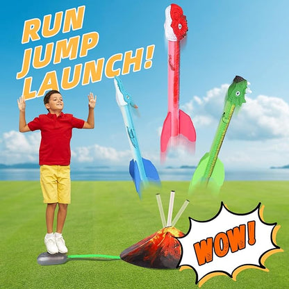 Neoot Toys for Boys Age 3-12, Dinosaurs Toys for Kids, Rocket Launcher - Outdoor Toys, Launch up to 100 ft