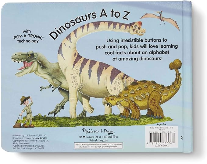 Poke-A-Dot: Dinosaurs A to Z (Board Book with Buttons to Pop) | Dinosaur Pop It Book, Push Pop Book