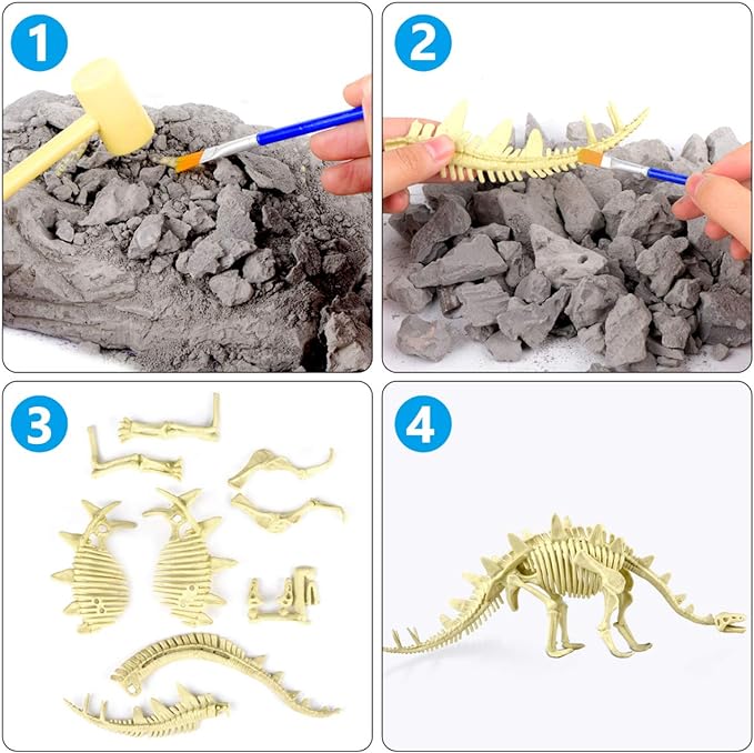 Dinosaur Dig Kit for Kids - Dinosaur Fossil Dig ExcaDinosaur Dig Kit for Kids - Dinosaur Fossil Dig Excavation Kit, Dinosaur Fossils T-Rex- Perfect Education Dinosaur DIY Toys Gift for Boys and Girls