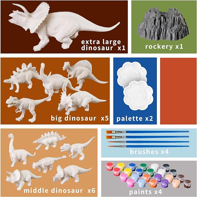 3D Dinosaurs Painting Kit with 12 Dinos