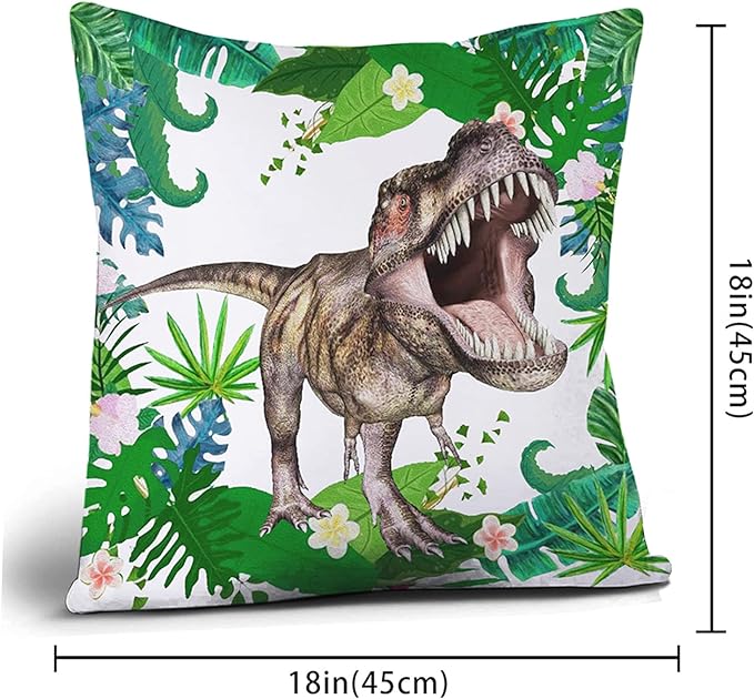 Dinosaur Pillow Covers 18x18in Set of 4 Dinosaur Throw Pillows Soft Square Couch Pillow Decorative Covers (18 x18inch, Dinosaur-1)