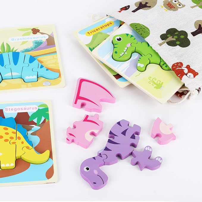 6 Pack Dinosaur Wooden Puzzles