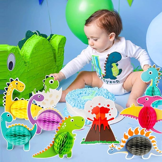 12 Pieces Dinosaur Party Honeycomb Centerpieces for Table Decorations