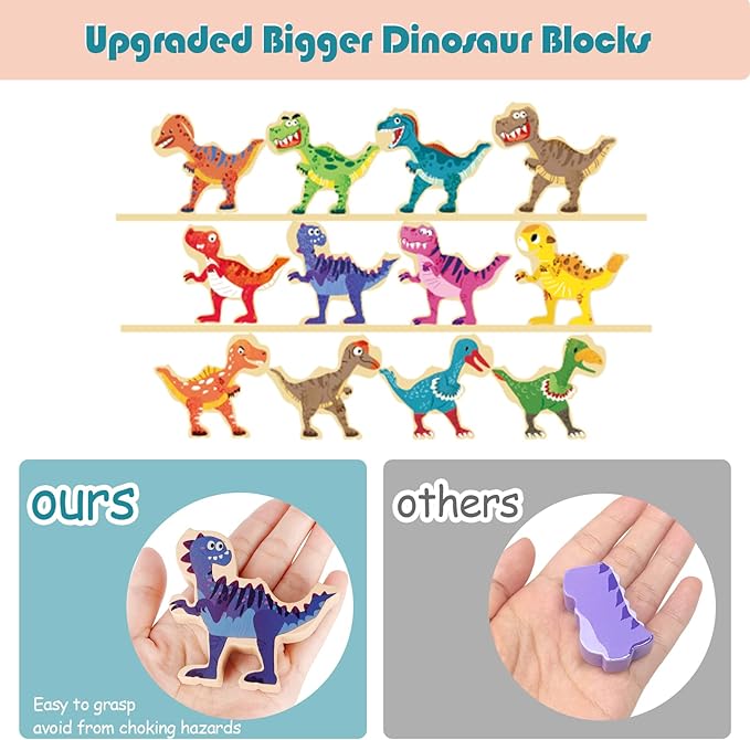 STEM - 14 Pieces Dinosaur Stacking Toys Stocking Stuffers for Kids