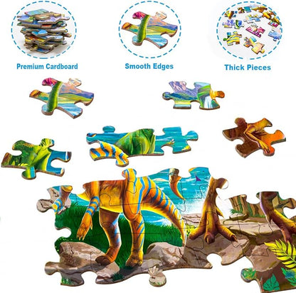 Puzzles for Kids Ages 4-8 Year Old,100 Piece Dinosaur Puzzles for Toddler 4-5, 6-8 Jigsaw Puzzle for Toddler Children Learning Educational Puzzles Toys for Boys and Girls…