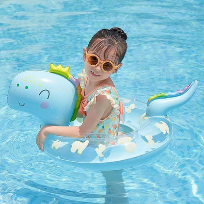 Dinosaur Swimming Ring Floats, Inflatable Dinosaur Child Pool Float with Safety Seat, Water Swim Ring Ride On Party Toys