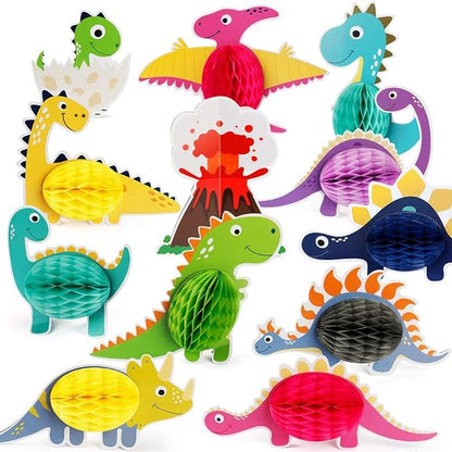 12 Pieces Dinosaur Party Honeycomb Centerpieces for Table Decorations