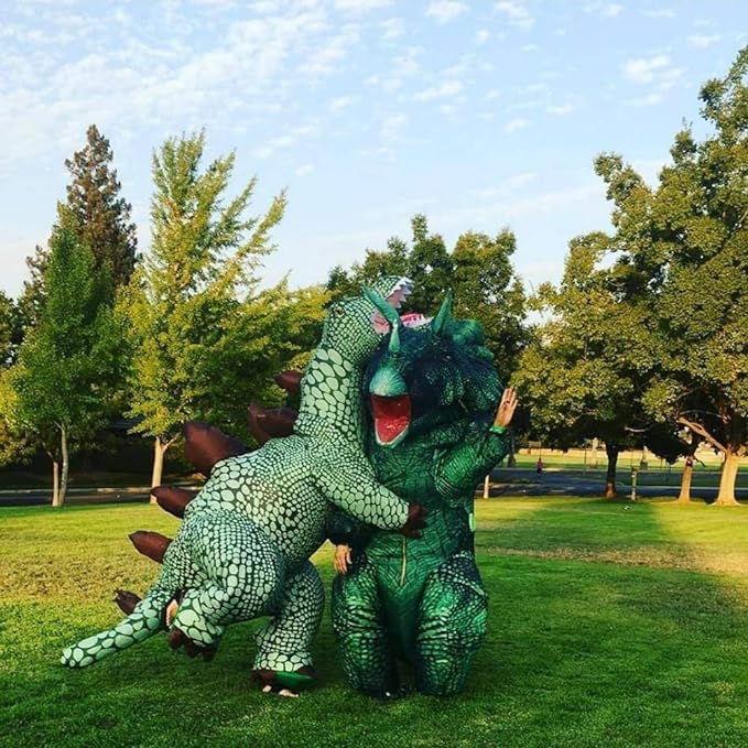 The Original Inflatable Dinosaur Costume Triceratops Halloween Costume for Adult Funny Blow up Dino Costume Suit