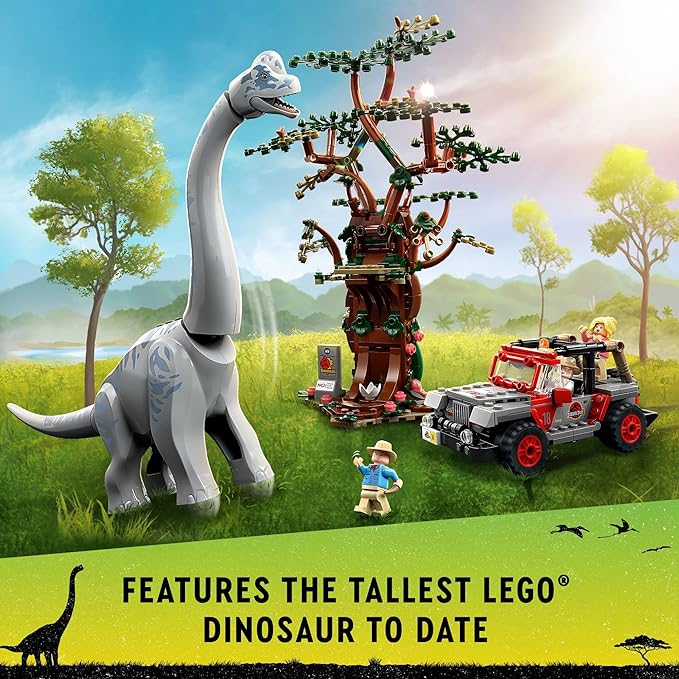 LEGO Jurassic Park Brachiosaurus Discovery 76960 30th Anniversary Dinosaur Toy, Jurassic World, Features a Large Dinosaur Figure and Brick Built Jeep Wrangler Car Toy