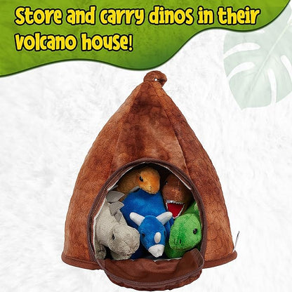 Dinosaur Volcano House with 5 Plush Dinosaurs Great for Kids