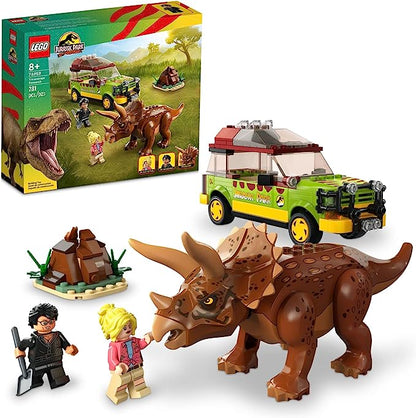 LEGO Jurassic Park Triceratops Research 76959 Jurassic World Toy, Featuring a Buildable Ford Explorer Car Toy and Dinosaur Figure