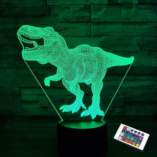 Dinosaur Lamp, FULLOSUN 3D Illusion Night Light Kids Toy, 16 Colors Changing Remote Control Optical Bedroom Decor Perfect Birthday Christmas Halloween Gifts