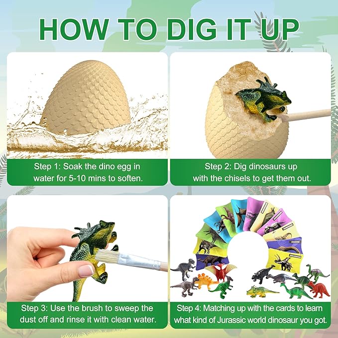 STEM - Dinosaur Eggs - Dino Egg Dig Kit Dinosaur Toys for Kids,Dig it Up a Dozen Easter Eggs Discover Surprise Dinosaurs, Archaeology Science