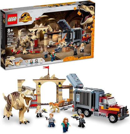 LEGO Jurassic World T. rex & Atrociraptor Dinosaur Breakout 76948 Dino Toy Set, Gift Toys for Kids Age 8 Plus with 4 Minifigures, Market and Truck, 2022 Movie Inspired