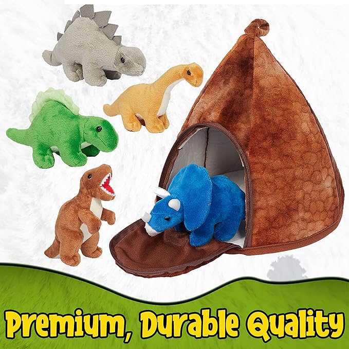 Dinosaur Volcano House with 5 Plush Dinosaurs Great for Kids