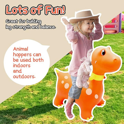 Bouncy Hopper, Inflatable Dinosaur Toys for Kids - Pump Included (Orange)