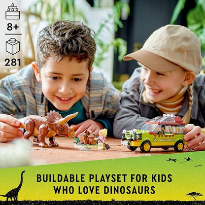 LEGO Jurassic Park Triceratops Research 76959 Jurassic World Toy, Featuring a Buildable Ford Explorer Car Toy and Dinosaur Figure