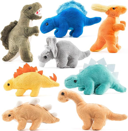 Plush Dinosaurs 8 Pack 5'' Long Great Gift for Kids Stuffed Animal Assortment Great Set for Kids