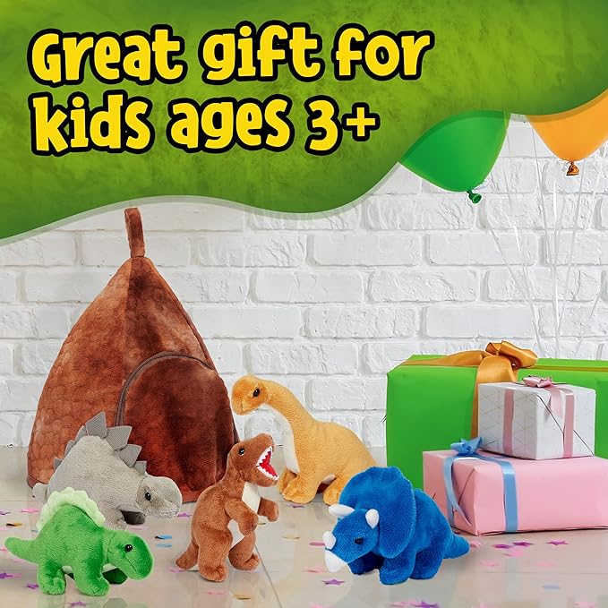 Dinosaur Volcano House with 5 Plush Dinosaurs Great for Kids