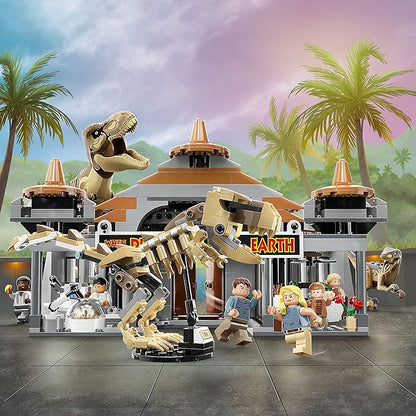 LEGO Jurassic Park Visitor Center: T. rex & Raptor Attack 76961 Buildable Dinosaur Toy; Including a Dino Skeleton Figure, 6 Minifigures and More