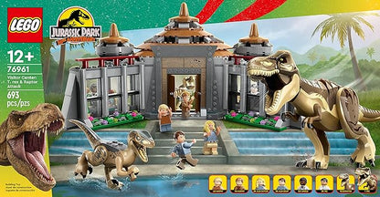 LEGO Jurassic Park Visitor Center: T. rex & Raptor Attack 76961 Buildable Dinosaur Toy; Including a Dino Skeleton Figure, 6 Minifigures and More