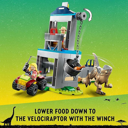 LEGO Jurassic Park Velociraptor Escape Featuring a Buildable Dinosaur Pen, Off-Roader Vehicle and 2 Minifigures