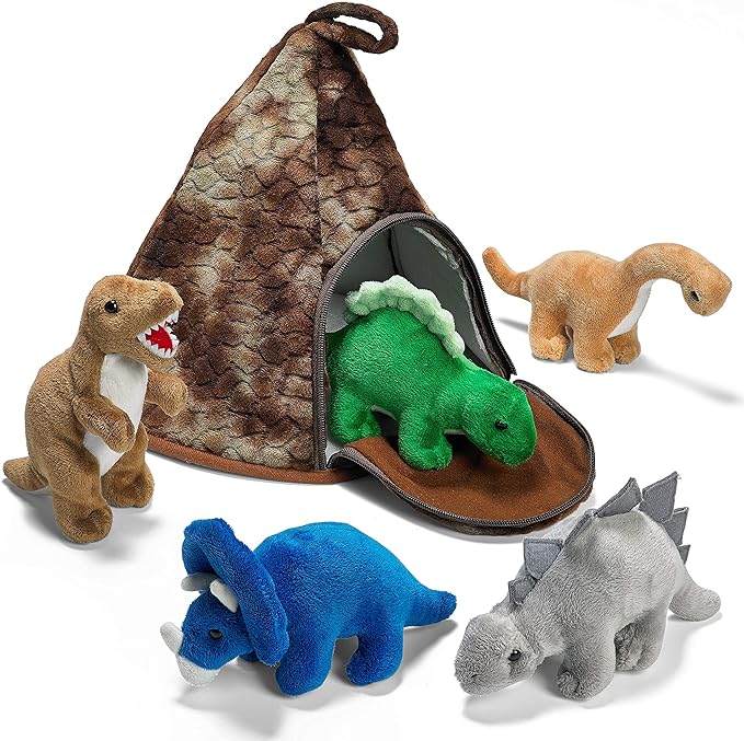 Dinosaur Volcano House with 5 Plush Dinosaurs Great for Kids